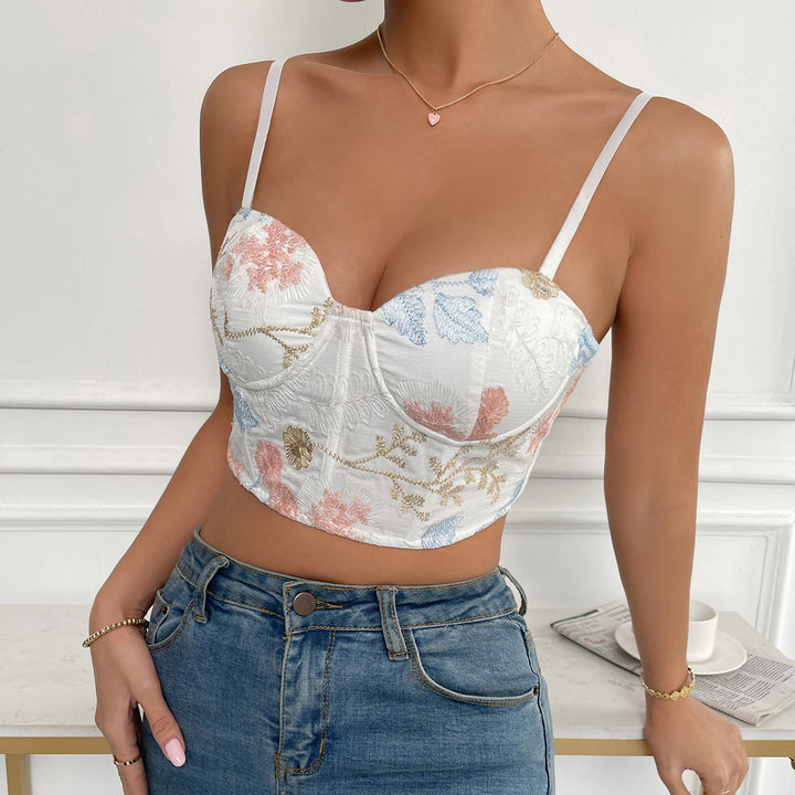 Sweet Floral Back Laced Corset Top