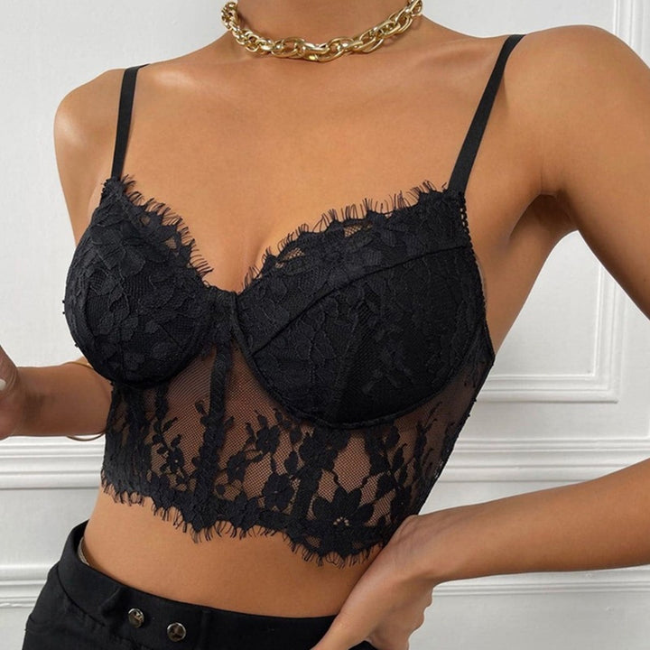 Eyelash Floral Sheer Corset Top