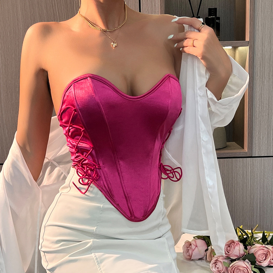 Baroque Sidelaced Strapless Corset Top