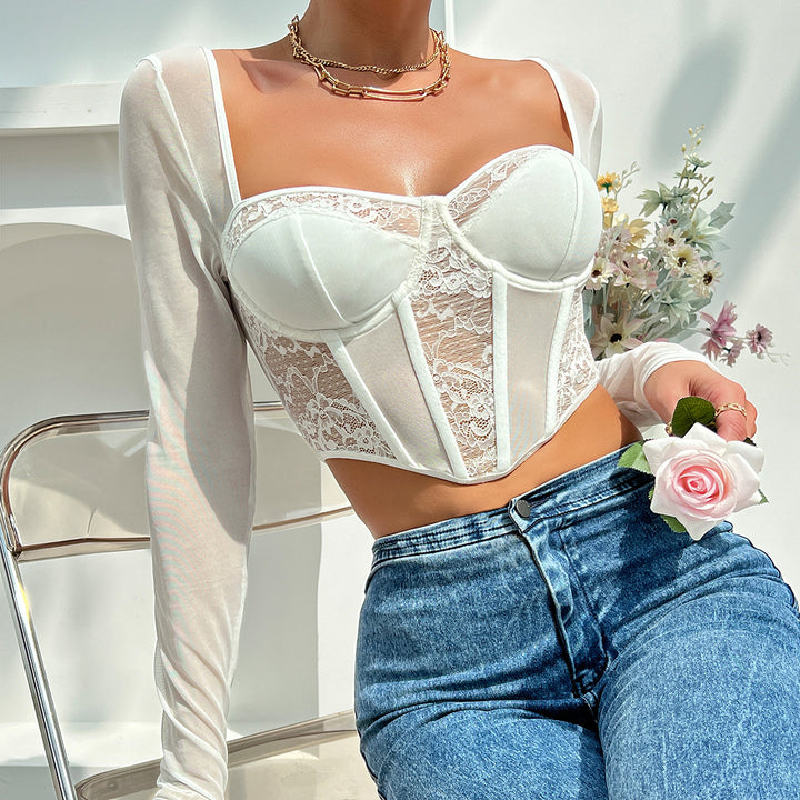 Delicate Evening Long Sleeved Corset Top