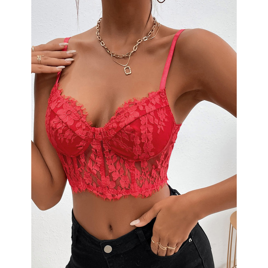 Eyelash Floral Sheer Corset Top