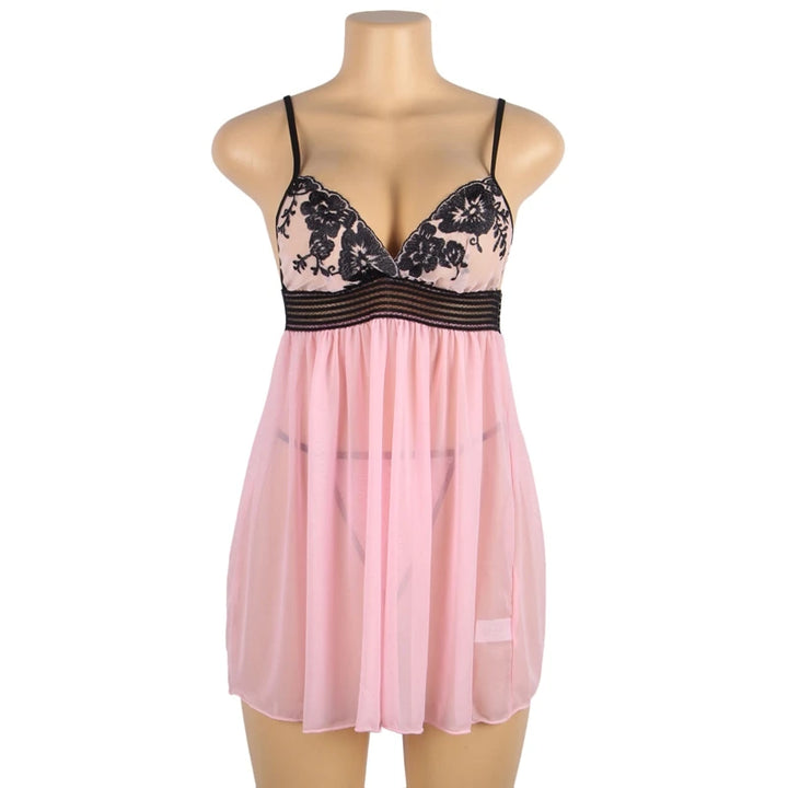 Embrace Desire Embroidered Translucent Femme Night Dress