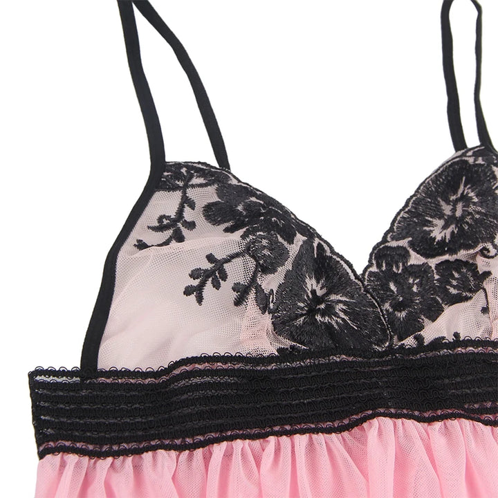 Embrace Desire Embroidered Translucent Femme Night Dress
