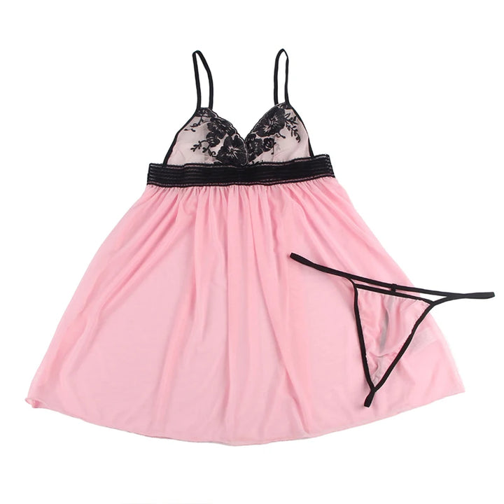 Embrace Desire Embroidered Translucent Femme Night Dress