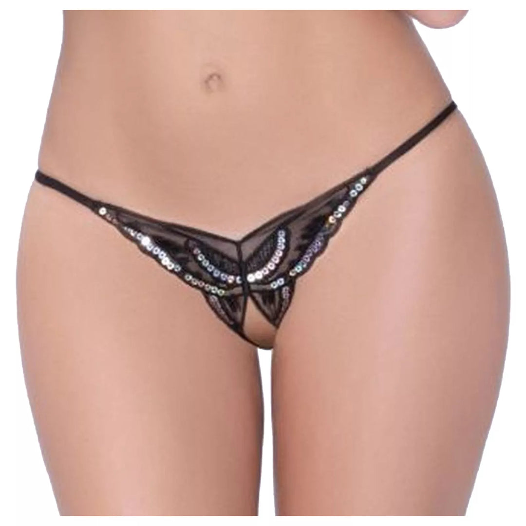 Glam Lace & Sequin Peekaboo Thong