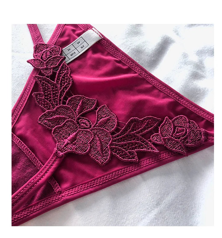 Embroidered T-Back Lingerie