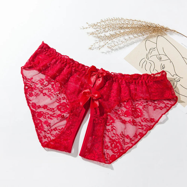 Breathable Bow Low-Waist Crotchless Brief