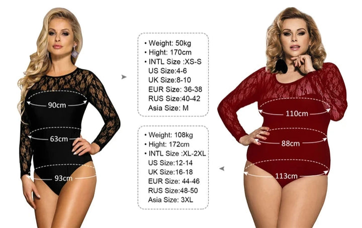 Ethereal Whisper Lace Long Sleeved Bodysuit