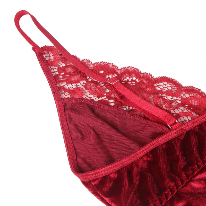 Intricate Allure Lacy Deep-V Bodysuit