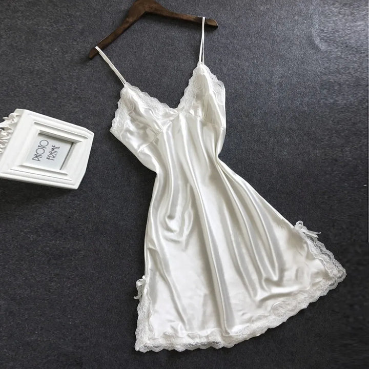 Side Bow Satin Nightgown