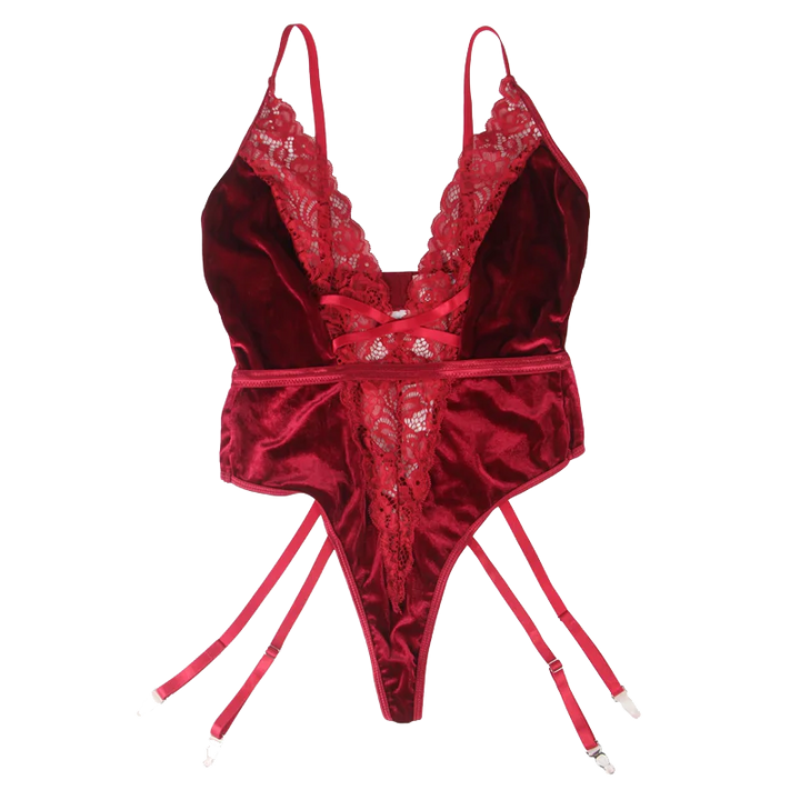 Intricate Allure Lacy Deep-V Bodysuit