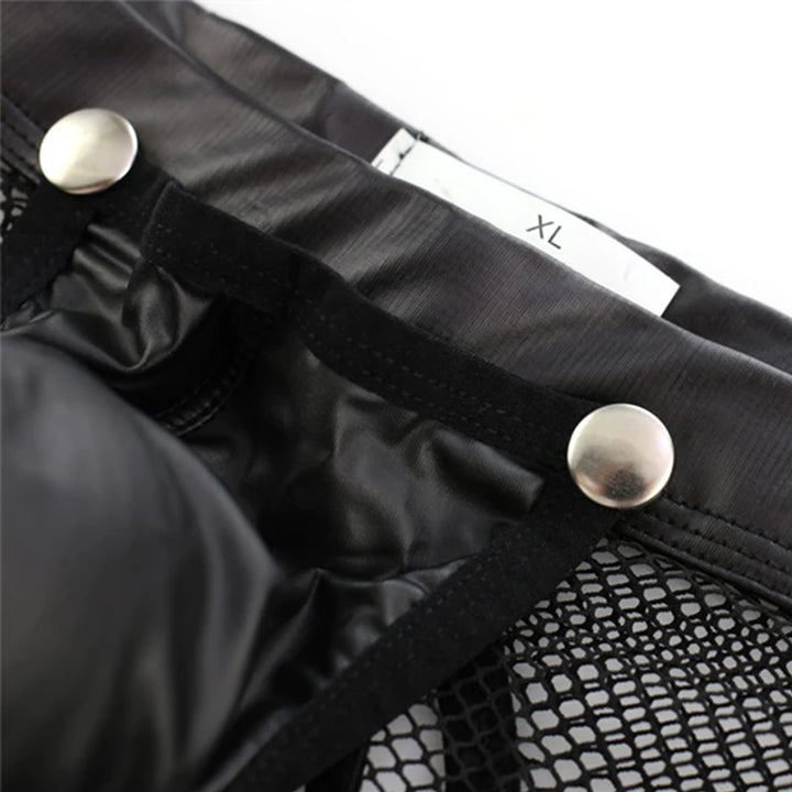 Mens Removable PU Pouch Mesh Boxer