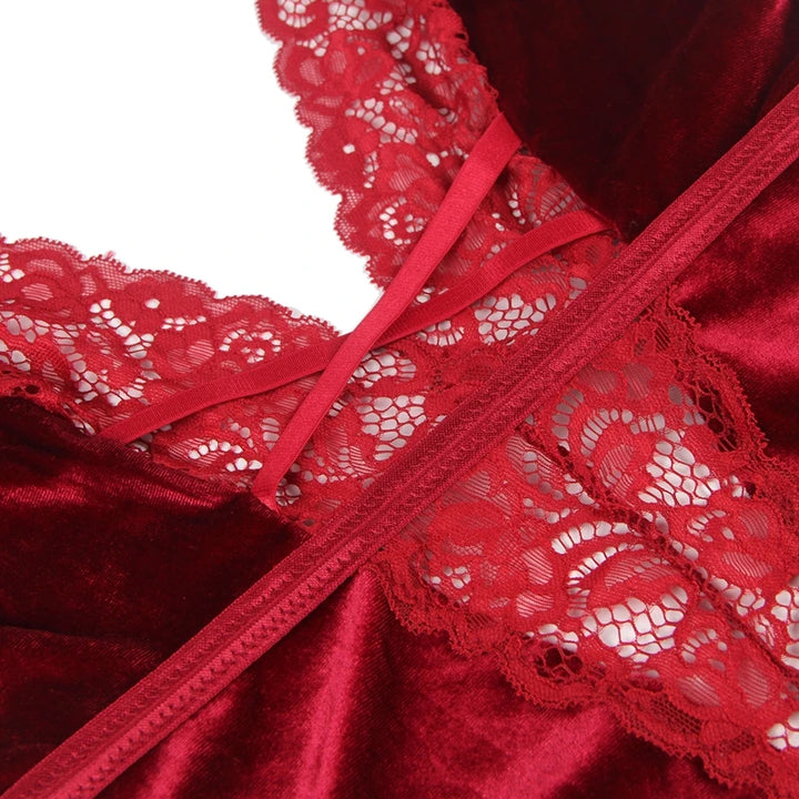 Intricate Allure Lacy Deep-V Bodysuit