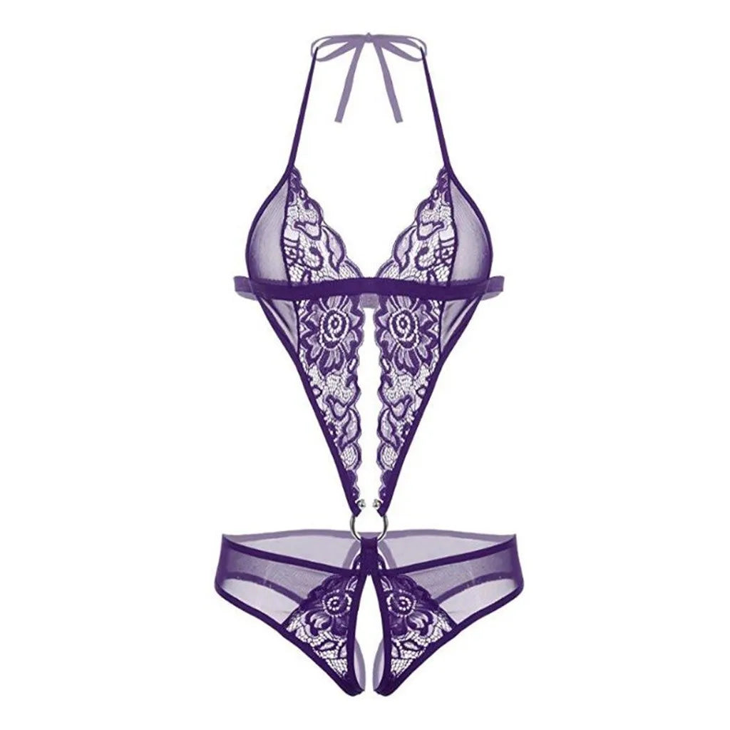Lila Fleur Crotchless Lingerie