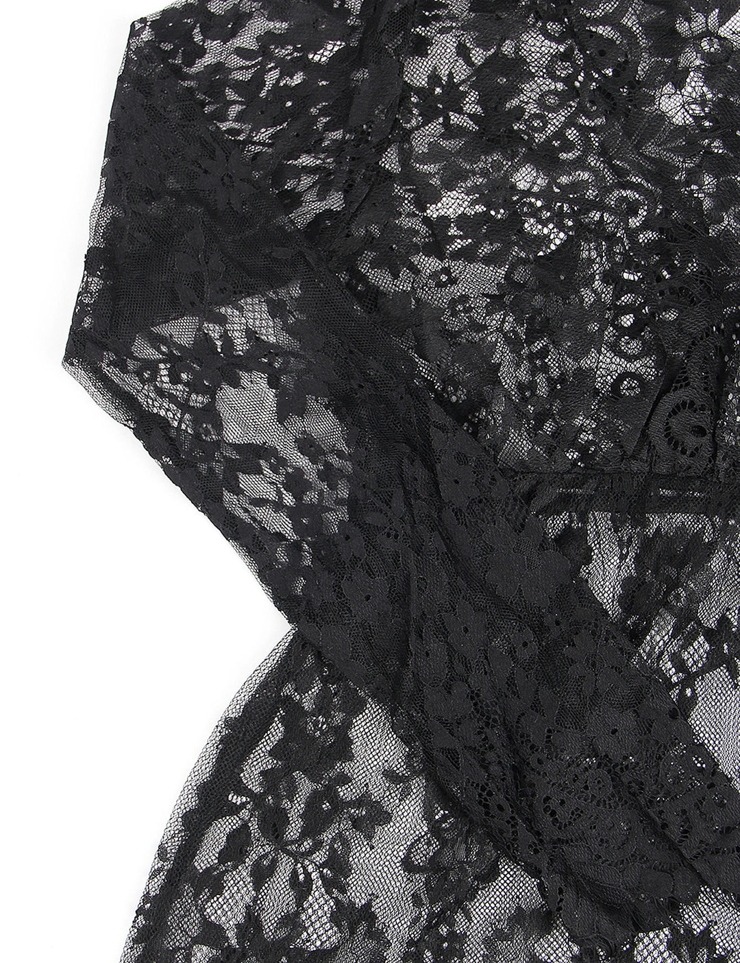 Goddess Fantasy Translucent Frills Delight Translucent Femme Long Night Robe With Lace & Floral Trims