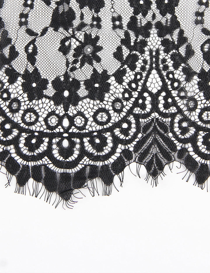 Goddess Fantasy Translucent Frills Delight Translucent Femme Long Night Robe With Lace & Floral Trims