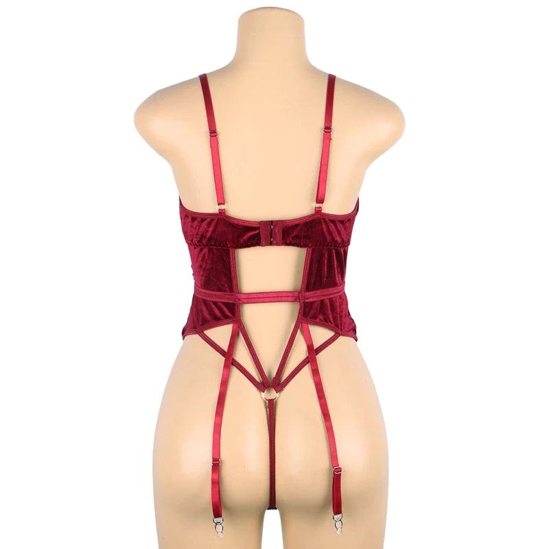 Intricate Allure Lacy Deep-V Bodysuit