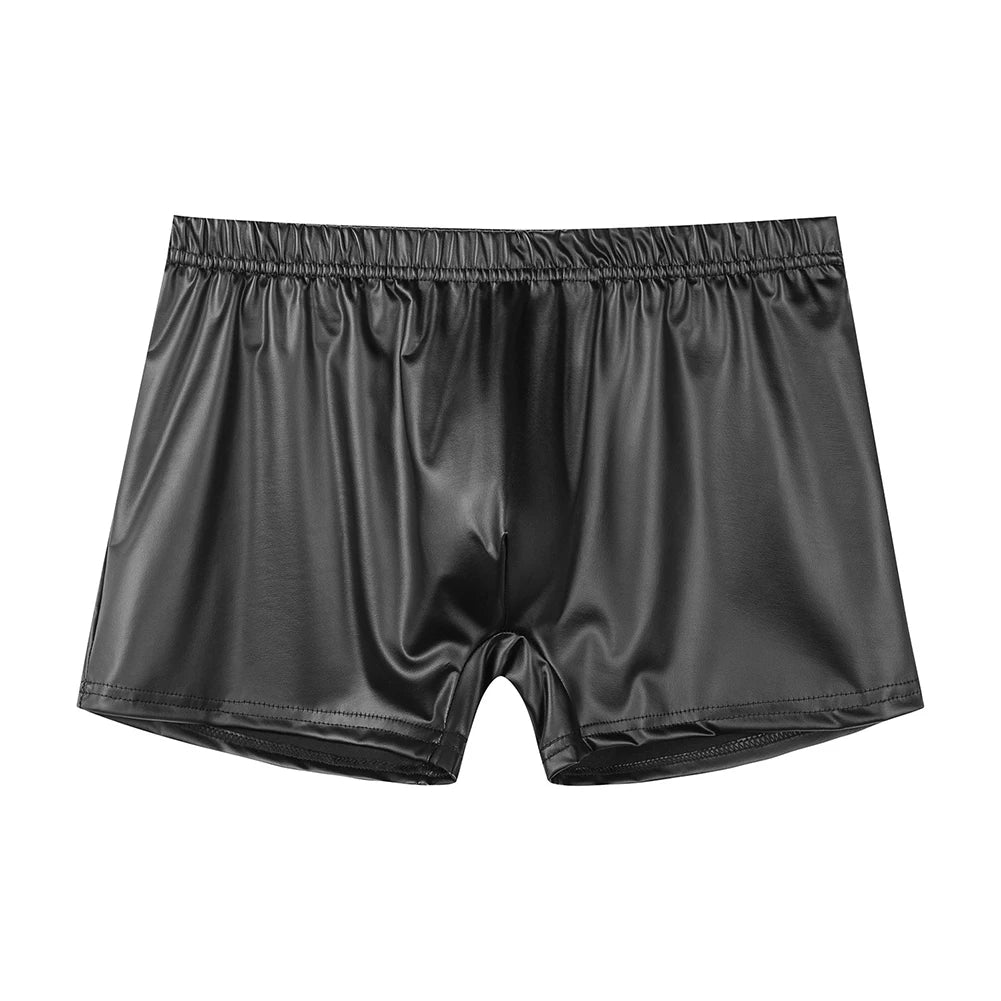 Noir Faux Leather Boxer Brief