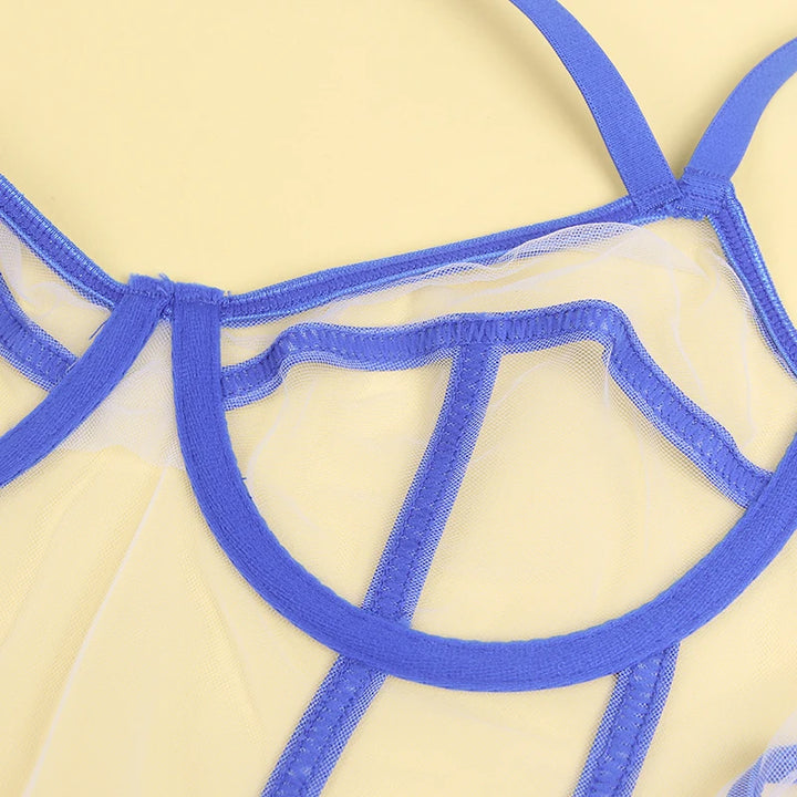 Sultry Strappy Tulle Translucent Bodysuit