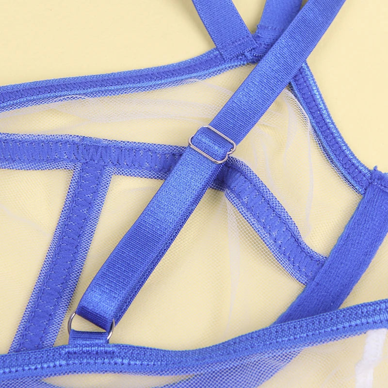 Sultry Strappy Tulle Translucent Bodysuit