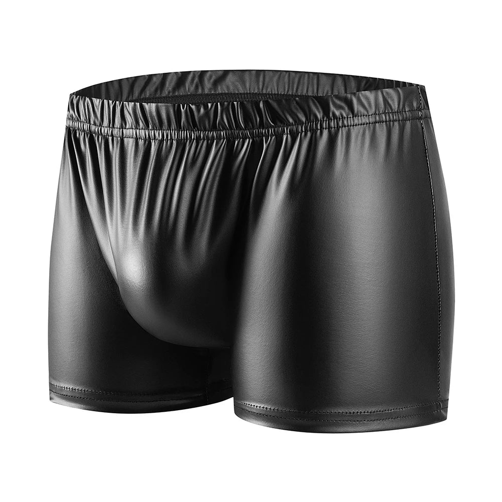 Noir Faux Leather Boxer Brief