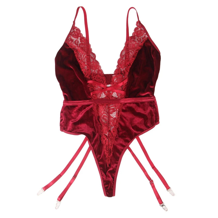 Intricate Allure Lacy Deep-V Bodysuit