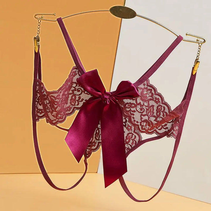 Boudoir Bow Crotchless Lace Thong