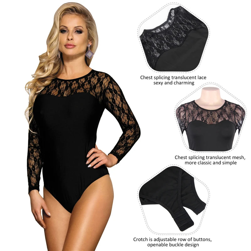 Ethereal Whisper Lace Long Sleeved Bodysuit