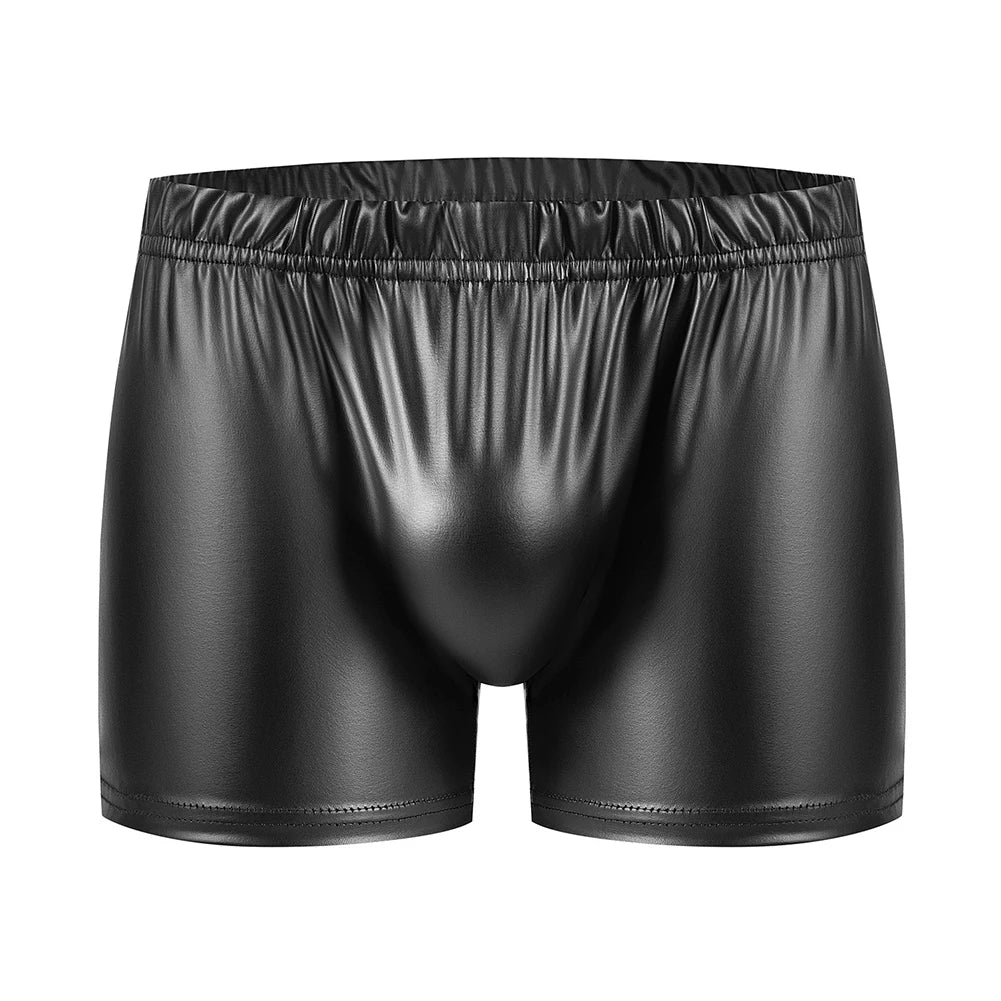 Noir Faux Leather Boxer Brief