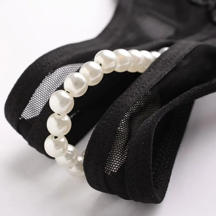 Pearly Mesh Crotchless Thong