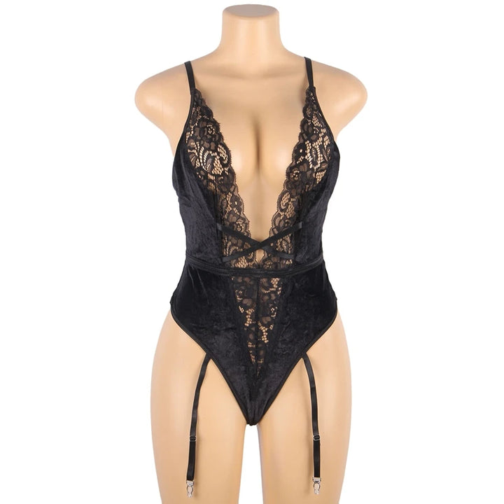 Intricate Allure Lacy Deep-V Bodysuit
