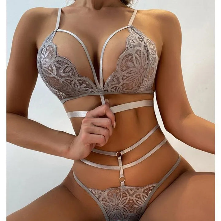 Serenity Deep V-Neck Lace Lingerie Set