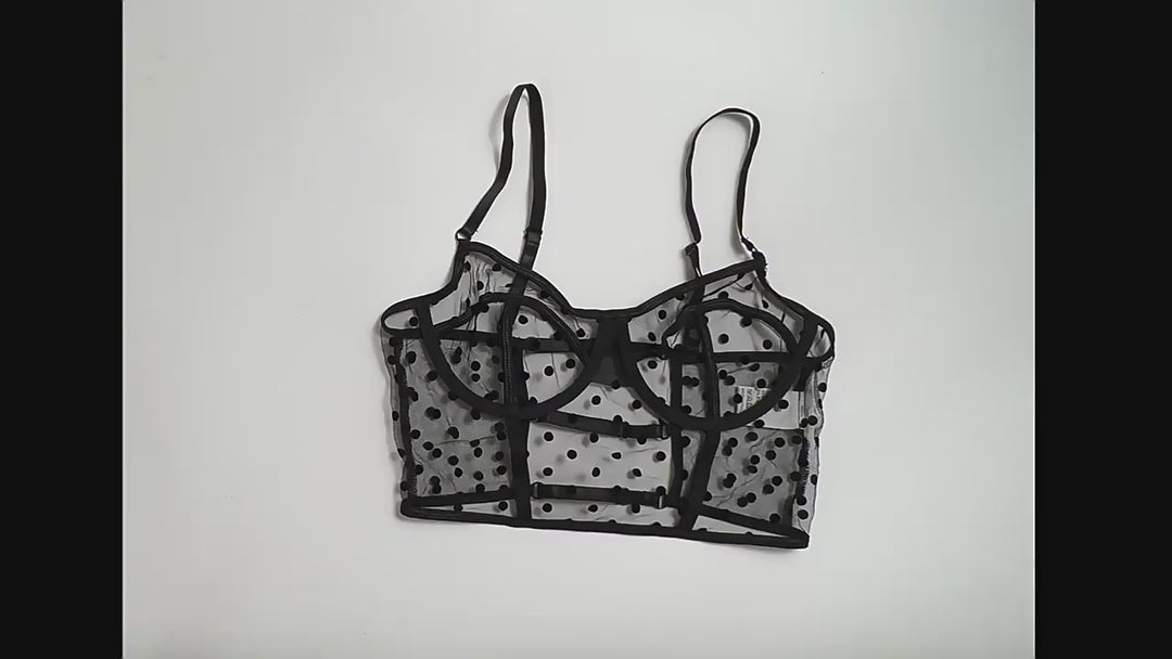 Celestial Charm Polkadot Mesh See-Thru Corset Top