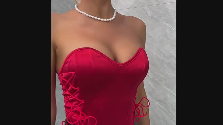 Baroque Sidelaced Strapless Corset Top