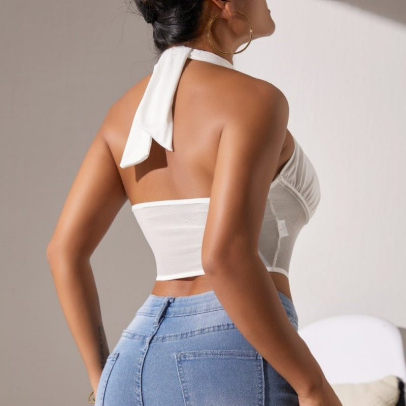 Opulent Halter Sheer Brocade Corset Top