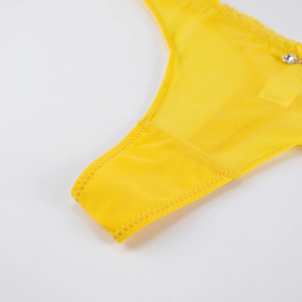 Ultra Thin See-Through 3/4 Cup With Garters & Thong