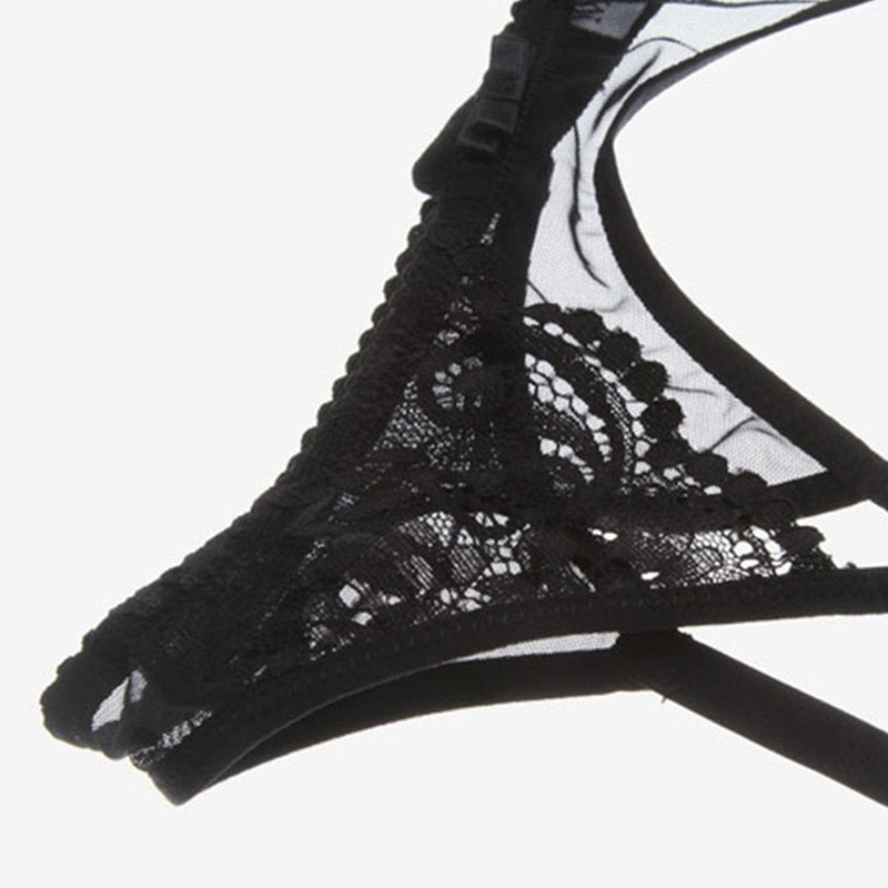 Dainty Lace Panty With Matching Garter & Stocking Set