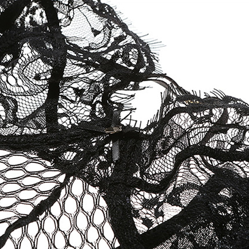 Hollowout Intricate Eyelash Lace Bodysuit