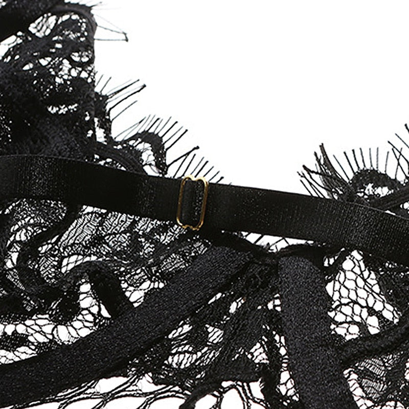 Hollowout Intricate Eyelash Lace Bodysuit