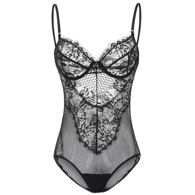 Hollowout Intricate Eyelash Lace Bodysuit
