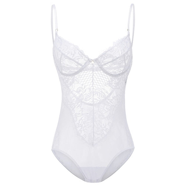 Hollowout Intricate Eyelash Lace Bodysuit