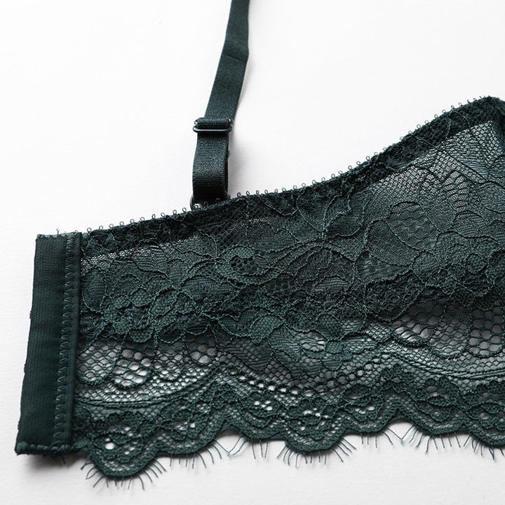 Breathable Lacy Brassiere with High Waist Panty Set