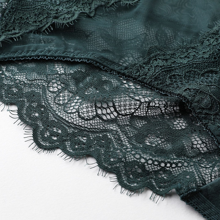 Breathable Lacy Brassiere with High Waist Panty Set