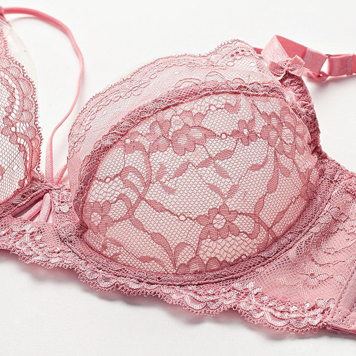 Flirty Floral Lace 3/4 Cup Bra & Panty Set