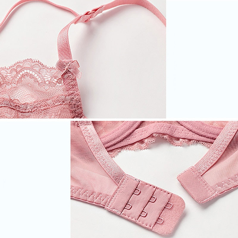 Flirty Floral Lace 3/4 Cup Bra & Panty Set