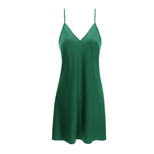 Deep-V Plunge Back Silky Sleeveless Nightgown