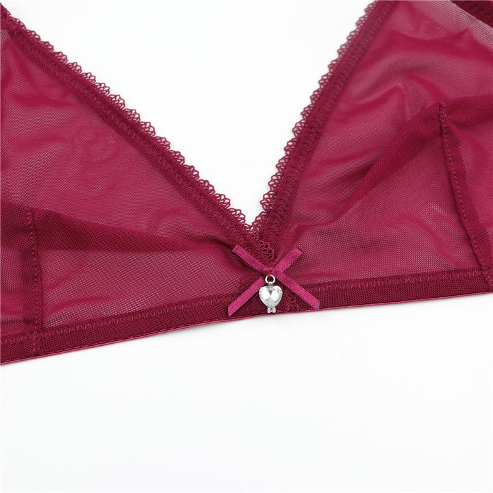 Translucent See-Thru Yarn Bra With Matching Thong