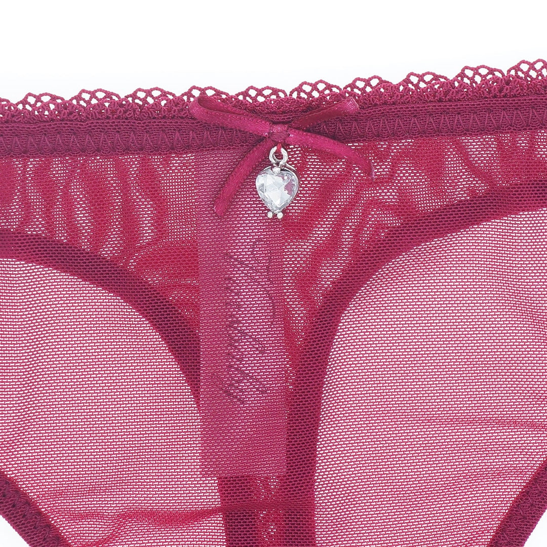 Translucent See-Thru Yarn Bra With Matching Thong