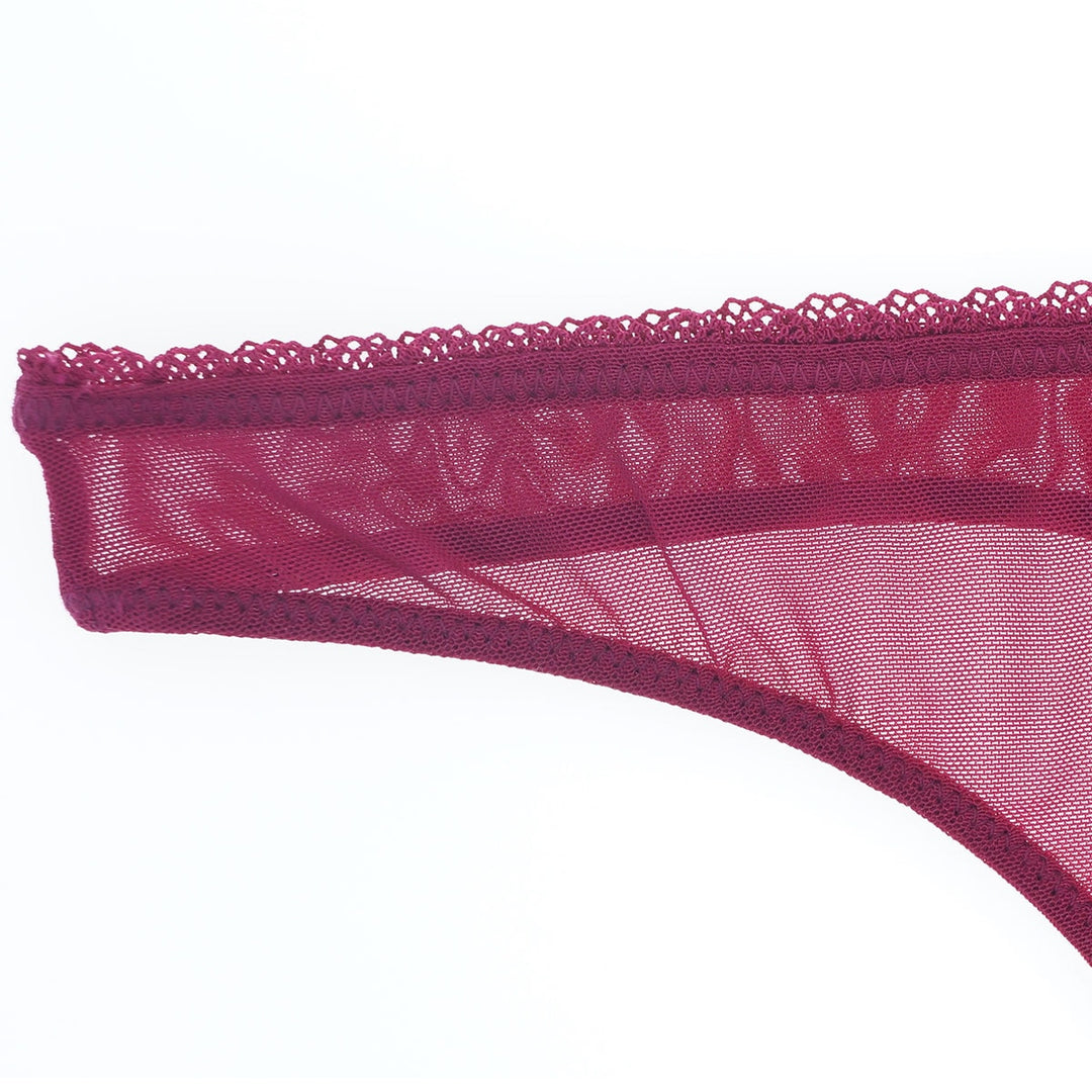 Translucent See-Thru Yarn Bra With Matching Thong