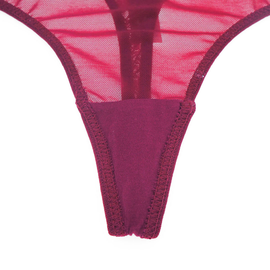 Translucent See-Thru Yarn Bra With Matching Thong